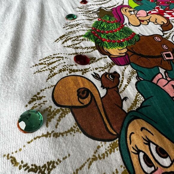 VTG Disney Store Snow White And The Seven Dwarfs Christmas Single Stich T-Shirt - Picture 7 of 10